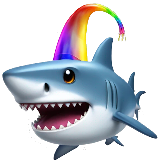 shark with a rainbow top hat emoji