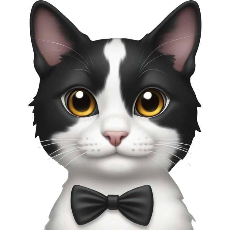 Cute black and white harlequin tuxedo cat  emoji