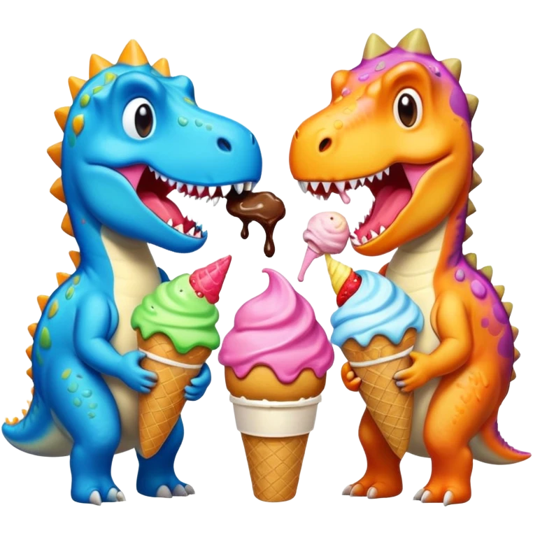 Dinosaurs eating ice cream emoji