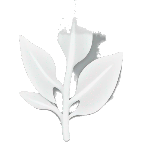 minimalistic white leaf. Style of drawing : MINIMALISTIC emoji
