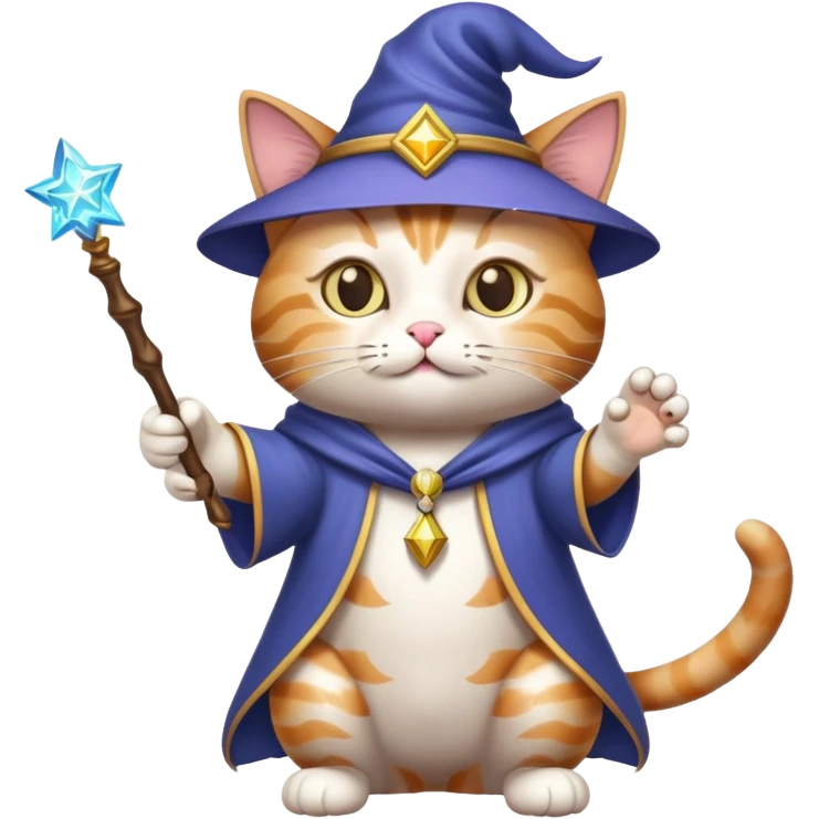 cat wizard with magic wand casting spell emoji