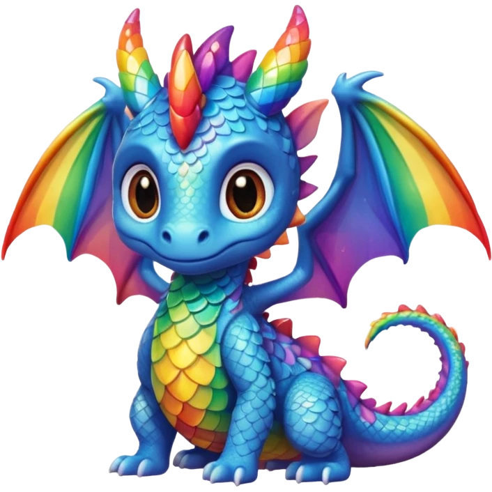 A cute little dragon  rainbow cute eyes wings emoji