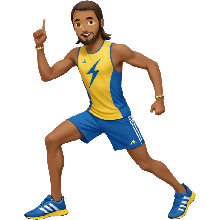jesus in adidas clothes looking cool doing Usain bolt's move emoji