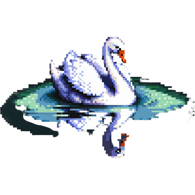 elegant swan floating on water emoji