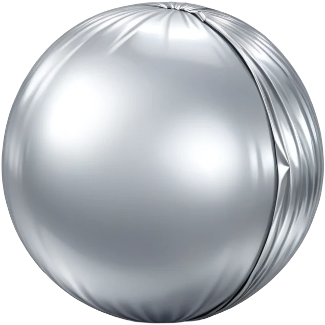 Perfectly smooth shiny tin foil ball emoji