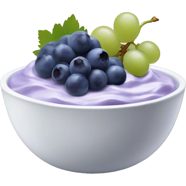 yoghurt bowl with grapes and blueberries emoji