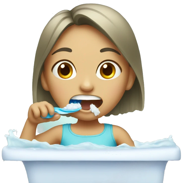 girl washing her teeth emoji