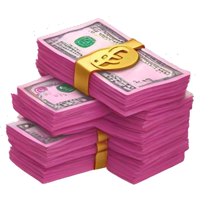 Pink ombre money stack with glitter  emoji