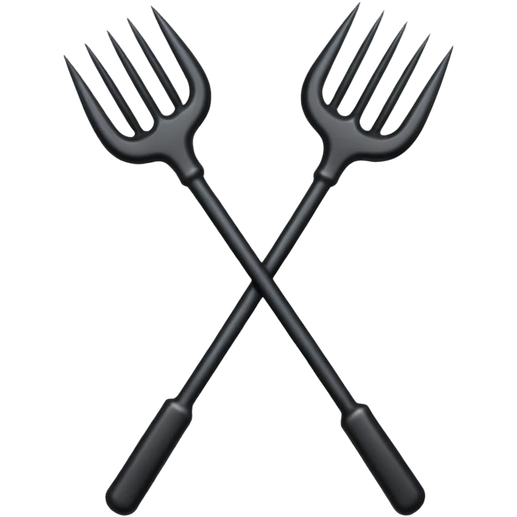 Make 2 black 3 spiked pitchforks cross emoji