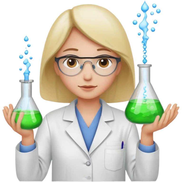 A person in a white coat is experimenting with chemicals. emoji