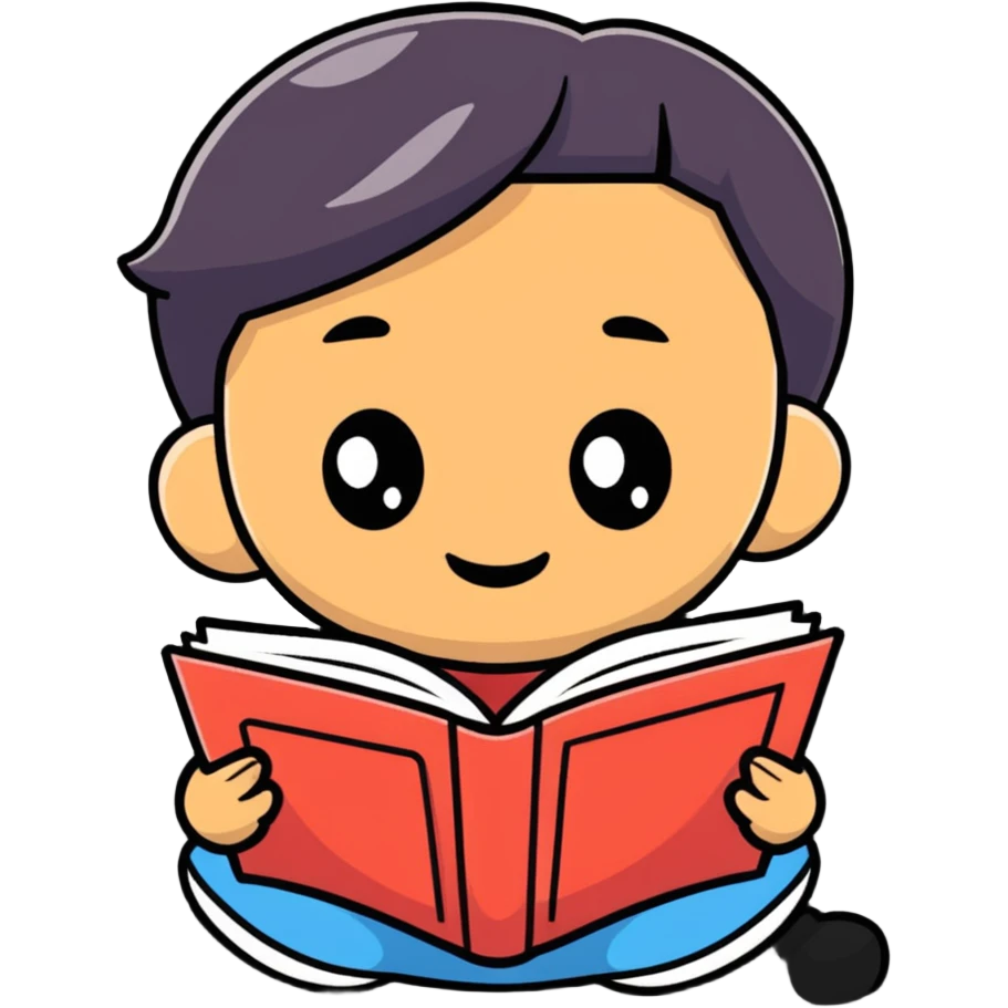 Young Indonesian child reading a book emoji