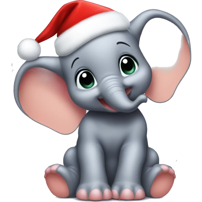 baby Dumbo wearing Christmas hat emoji