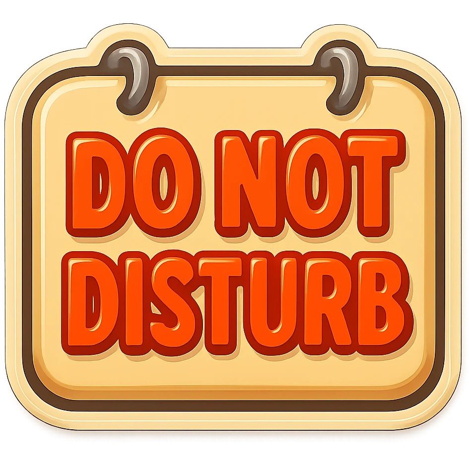 rectangular door sign with rounded corners, beige, flat, with light shadow, retro sticker style, two nails hammered at the top of the sign, transparent background emoji