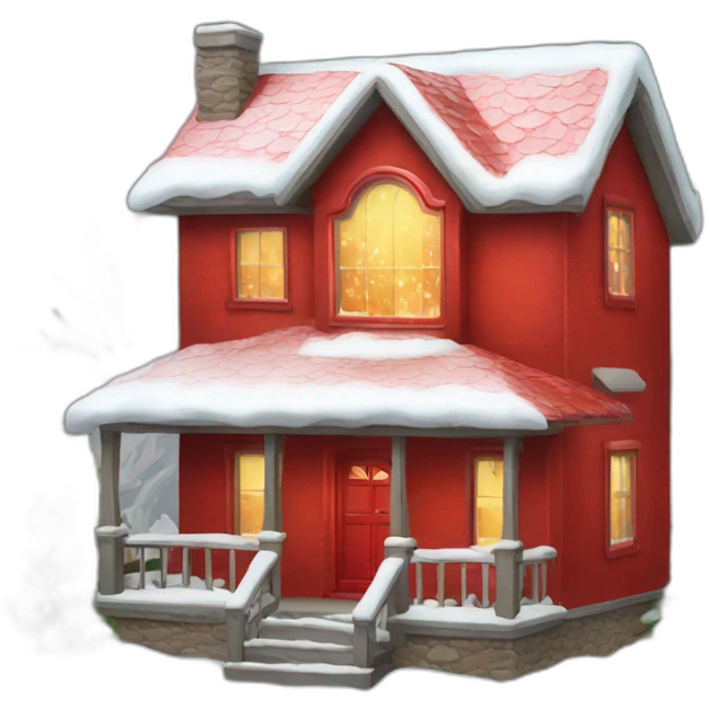 New Year's house decorated red emoji