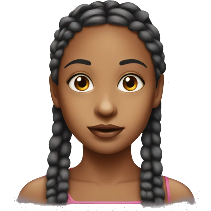 realistic portrait of beautiful girl with braids  emoji