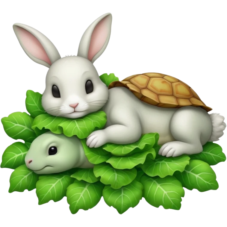  lapin qui dort et la tortu qui mange de la letu emoji