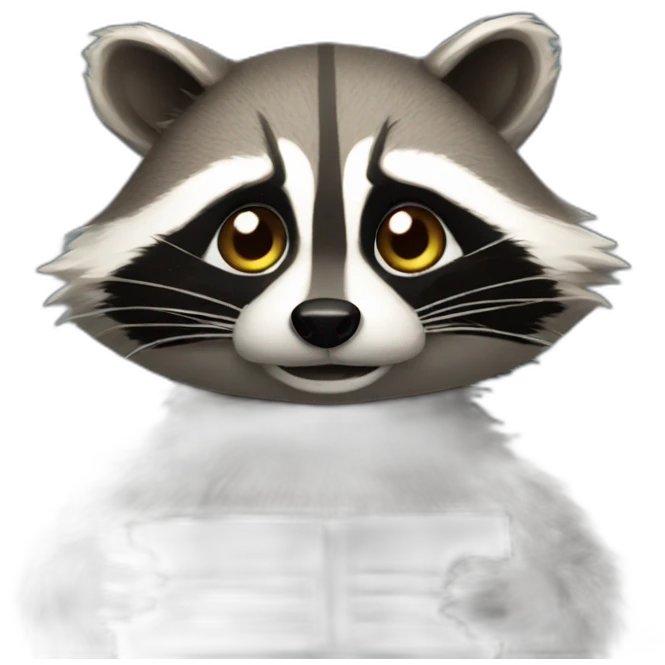 raccoon holding a hype text emoji