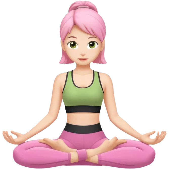 Girl with matcha pink alo pilates outfit emoji
