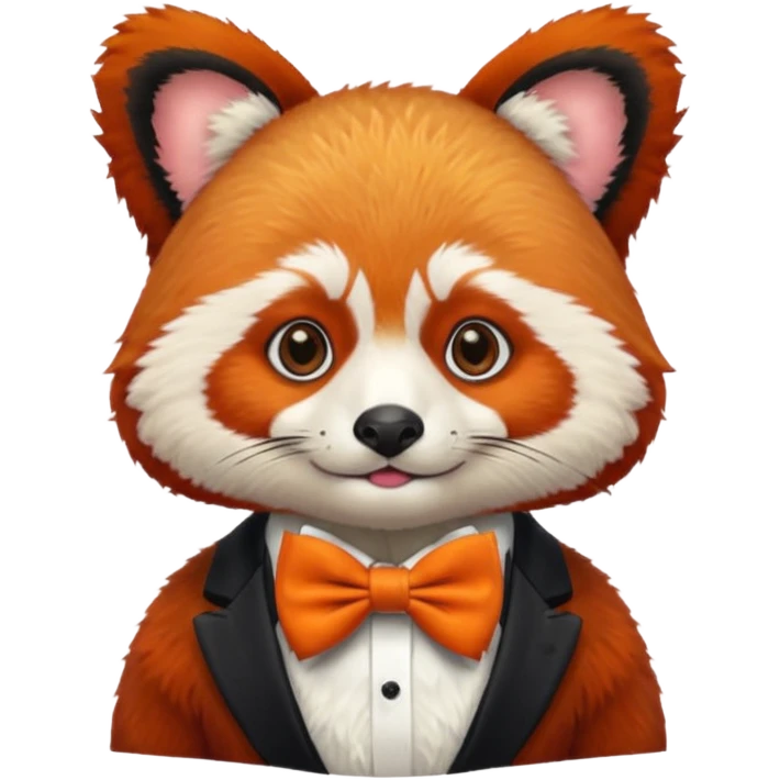 a red panda with orange bow tie, portrait emoji