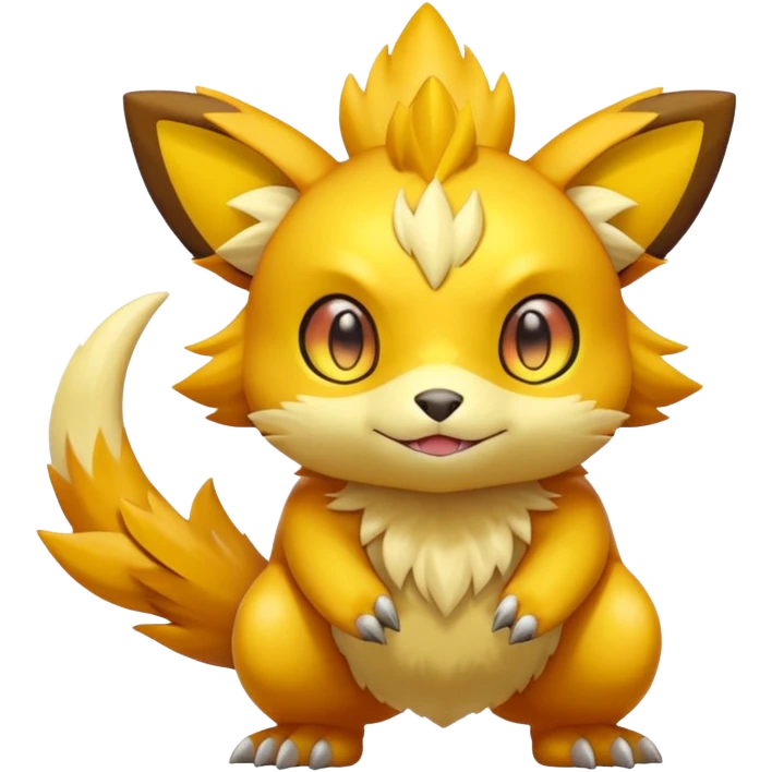 Radiant Bright Sun-Toned Vibrant Golden Pokémon-Fakémon-Digimon-Creature, (full body) emoji