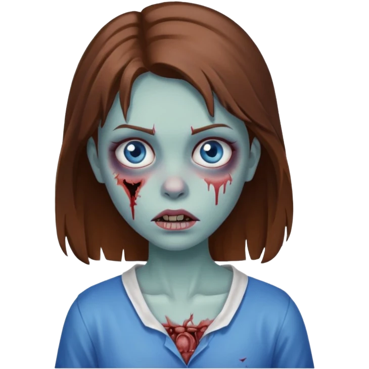 girl zombie brown hair and blue eyes emoji