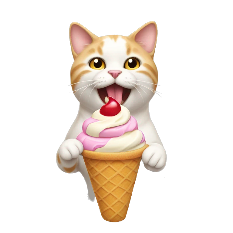 buff cat eating ice cream emoji
