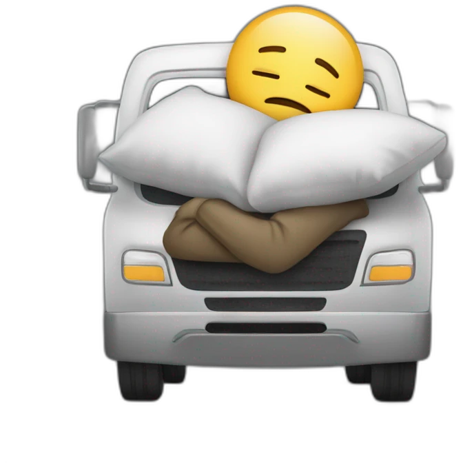 sleeping truck driver with pillow behind his head emoji