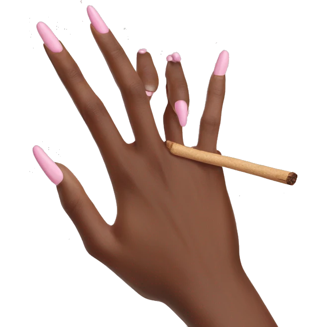 feminine pale hand with baby pink nails holding smoking palo santo realistic soft textures emoji