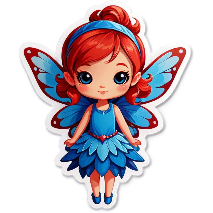 cute fairy with blue wings and red hair emoji