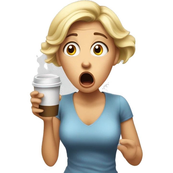 shocked girl spitting out coffee out of shock emoji