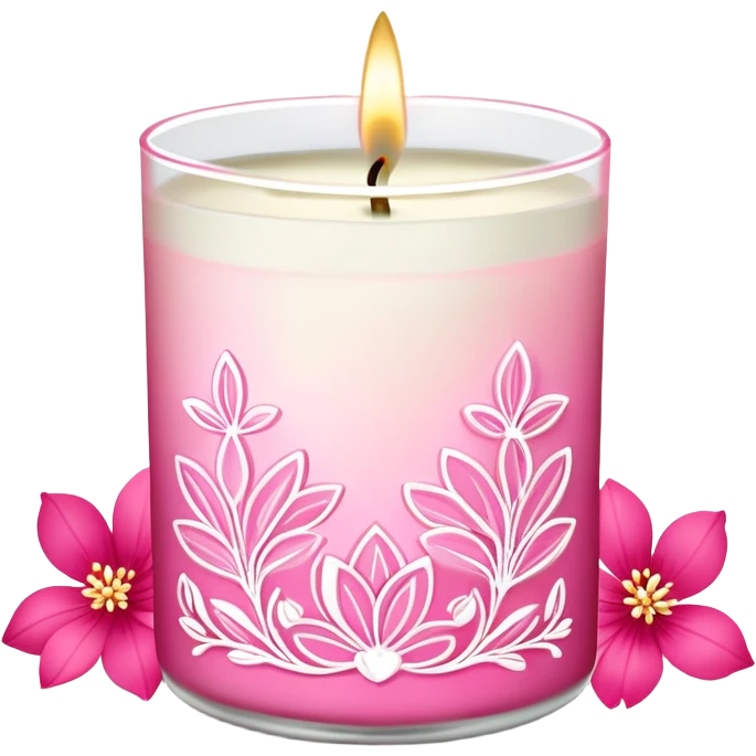 hot pink bath and body works with white floral design   candleLight pink bath and body works with  line art candle emoji