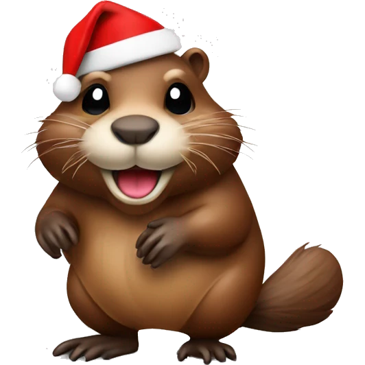 Beaver with santas hat emoji