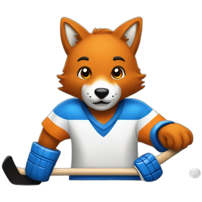 Un renard qui joue au hockey emoji
