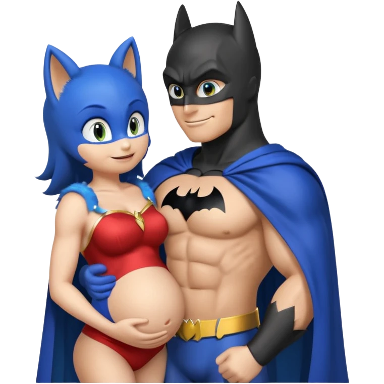 Pregnant sonic X kissing Batman emoji