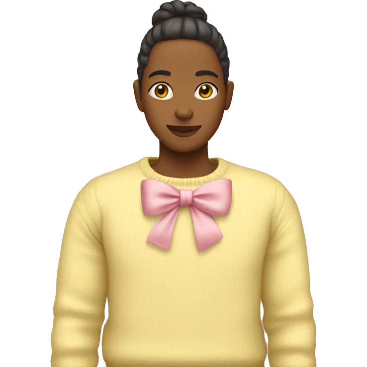 Yellow sweater with soft pink bow emoji