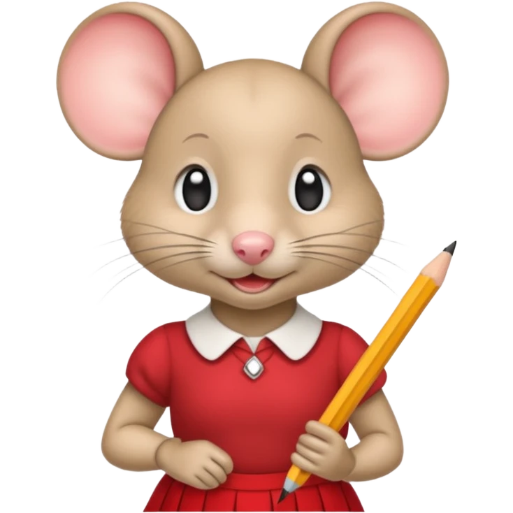 Une souris avec jupe rouge à l'école emoji