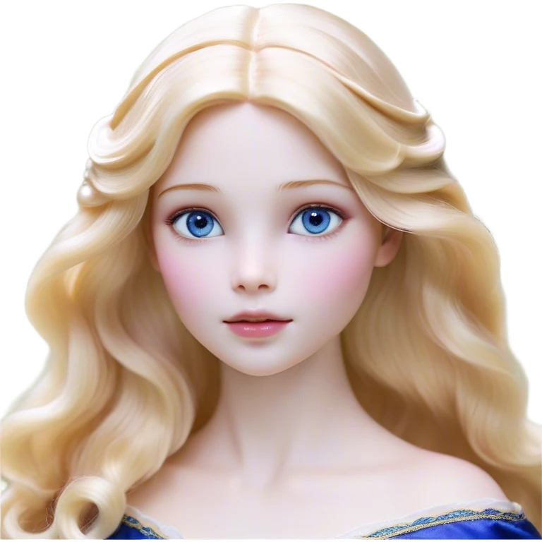 Cinematic Realistic Sleeping Beauty (Aurora) Portrait, with porcelain-like skin featuring a natural rosy flush, illuminated by soft lighting that highlights the gentle contours of her face. Her golden blonde hair flows in soft, detailed waves with subtle highlights that shimmer in the light. Her deep violet-blue eyes radiate warmth and innocence, framed by arched brows and long lashes. With a soft, serene smile, she holds a delicate rose gently in one hand, her other hand resting lightly by her side. She is dressed in her classic pink gown, the fabric rich in texture with delicate folds that catch the light. A golden crown rests atop her head, gleaming with royal refinement. The portrait captures a soft, glowing aura, blending realism with an ethereal sense of beauty and timeless enchantment. emoji