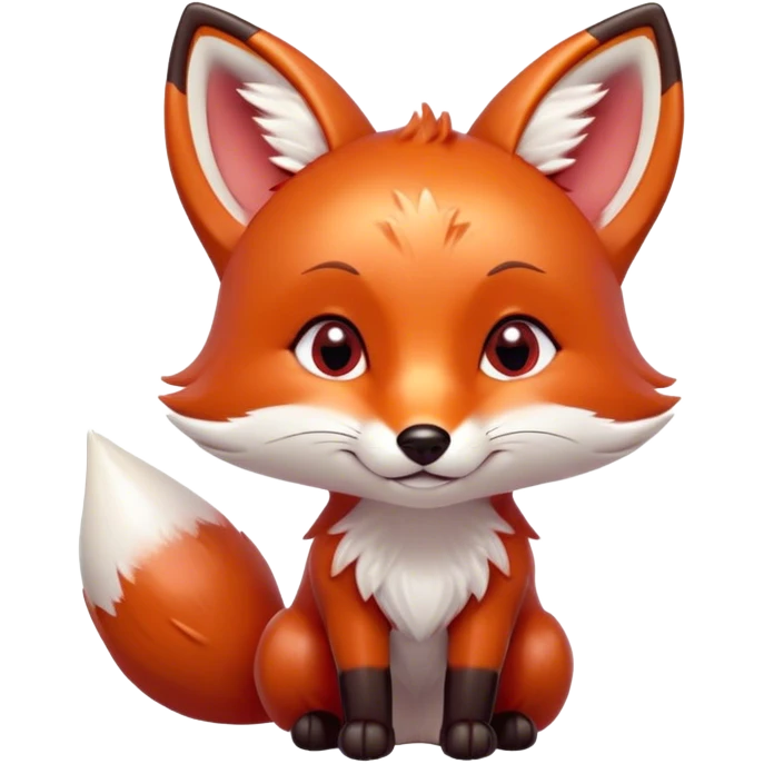 Cinematic Cute Fox Portrait Emoji, Head tilted playfully and inquisitively, featuring a glossy red Fur with delicate white accents and perky ears, round, sparkling amber eyes filled with mischievous curiosity, Simplified yet irresistibly adorable features, highly detailed, glowing with a warm, friendly glow, high shine, affectionate and lively, stylized with a touch of woodland whimsy, bright and endearing, soft glowing outline, capturing the essence of a mischievous yet loving fox, so playful it feels like it could dart out of the screen and into your arms! emoji