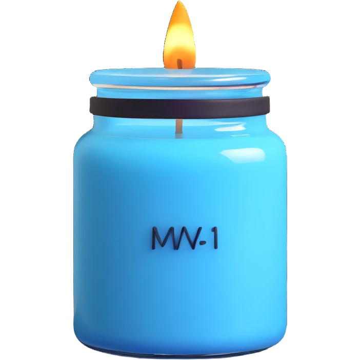 sky blue scented candle with a glass jar and subtle wax texture emoji