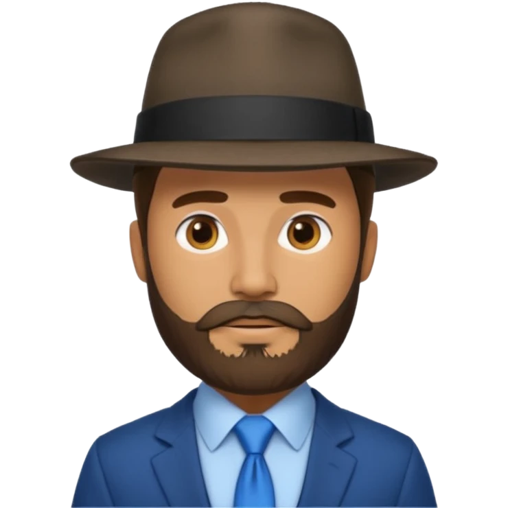 bearded man wearing hat and blue tie no coat emoji