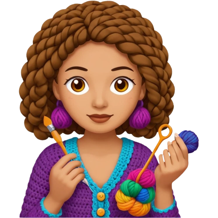 Mujer tejiendo crochet  emoji
