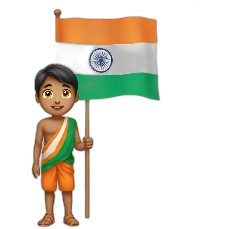 Cute boy holding big Indian flag  emoji