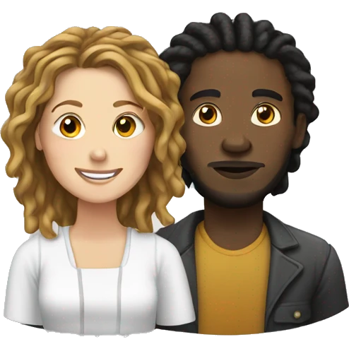 black man with dreads with white woman with brown hair  emoji