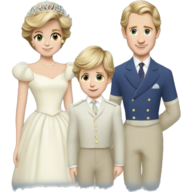 princess diana and prince charles and their sons emoji