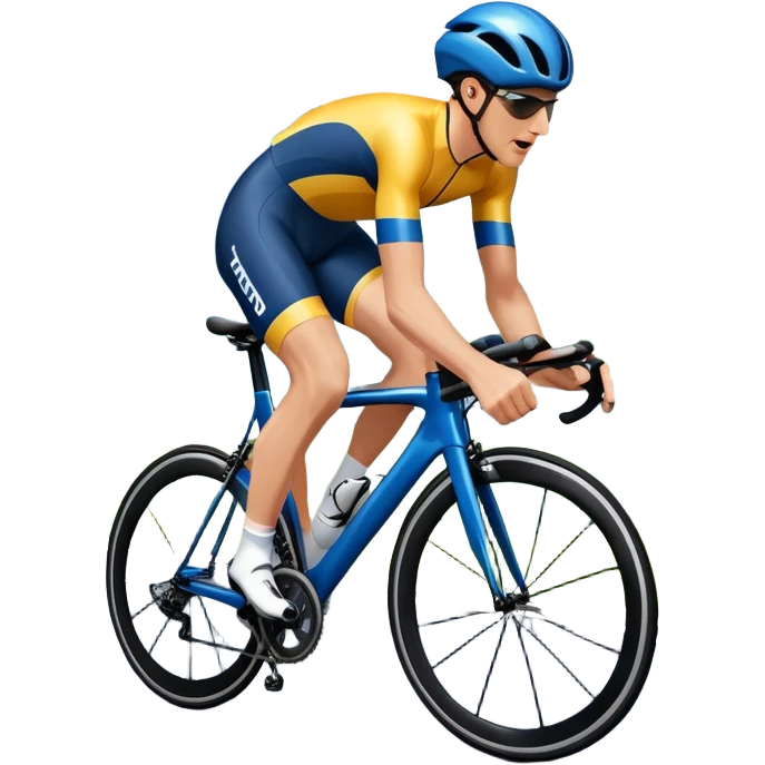 An icon featuring a sleek racing bicycle with aerodynamic wheels on a winding road. The background showcases a scenic mountain landscape, a bright blue sky, and a cheering crowd near the track. Transparent background emphasizes the speed, endurance, and thrill of cycling. emoji