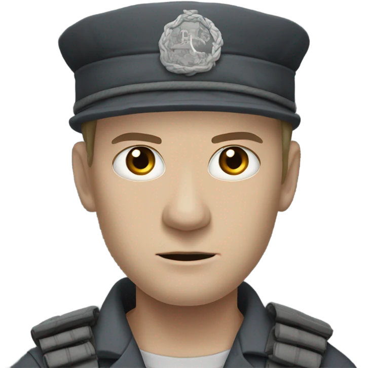 an white skin prisoner in an dark gray uniform. very realistic and detailed emoji