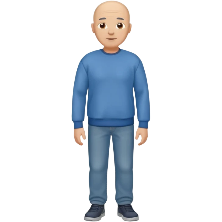 mature bald man sweatshirt and jeans full body emoji