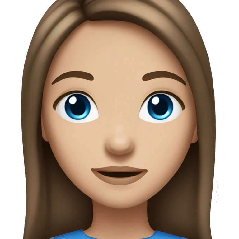 teenage girl with long brown hair and blue eyes emoji