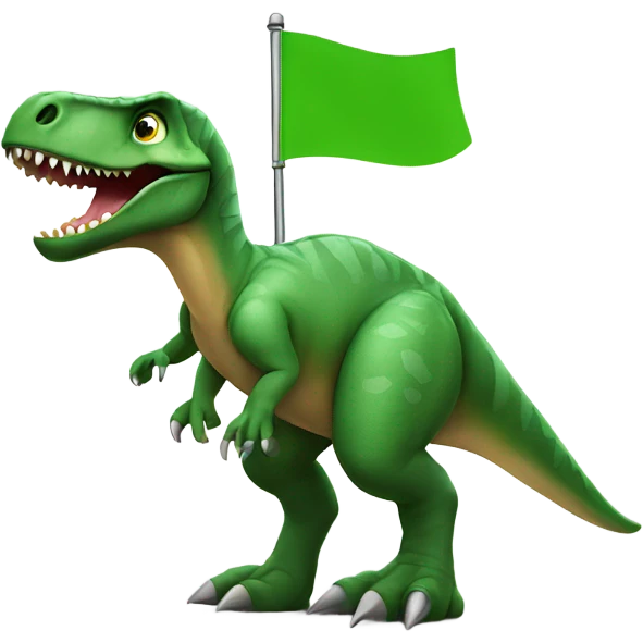 Dinosaur with green flag emoji