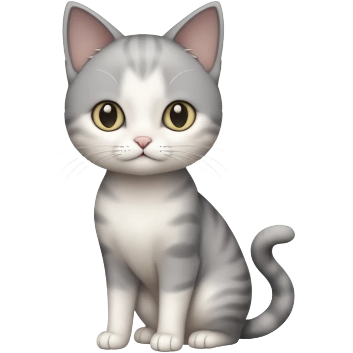 full body small short hair dark grey and white cat emoji